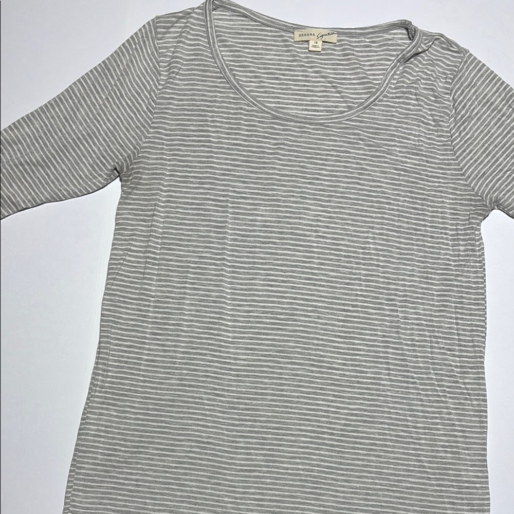 Signature Grey and White Fitted Long Sleeve Tee